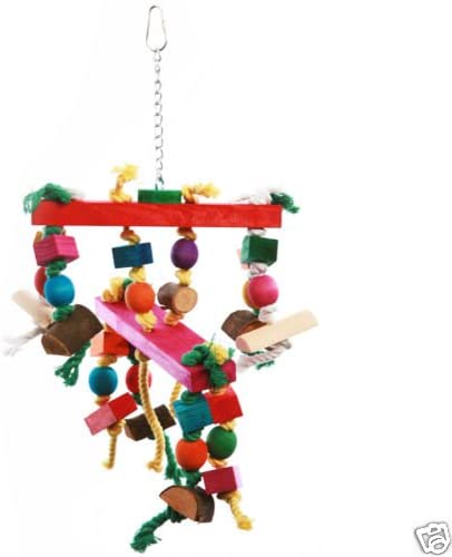 Medium Wood 2 Block & Rope Waterfall Bird Toy