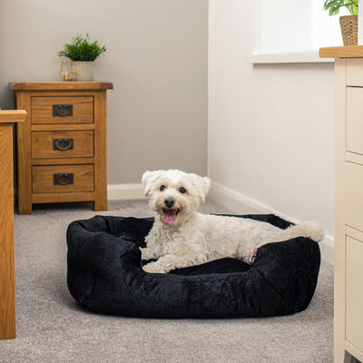 Bunty Bellagio Black Luxury Crushed Velvet Dog Bed