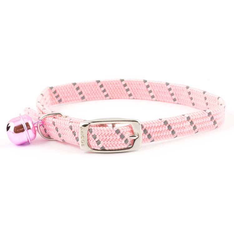 Ancol Reflective & Elasticated Pink Cat Collar with Bell