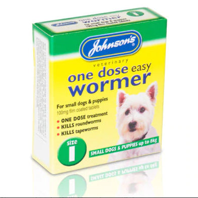 Johnson's One Dose Wormer Tablets For Small Dogs & Puppies Size 1