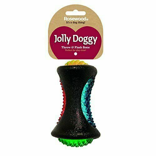 Rosewood Jolly Doggy Flash & Throw Bone Dog Toy