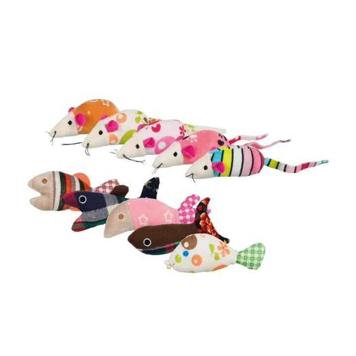Trixie Plush Mouse & Fish Toys Assorted