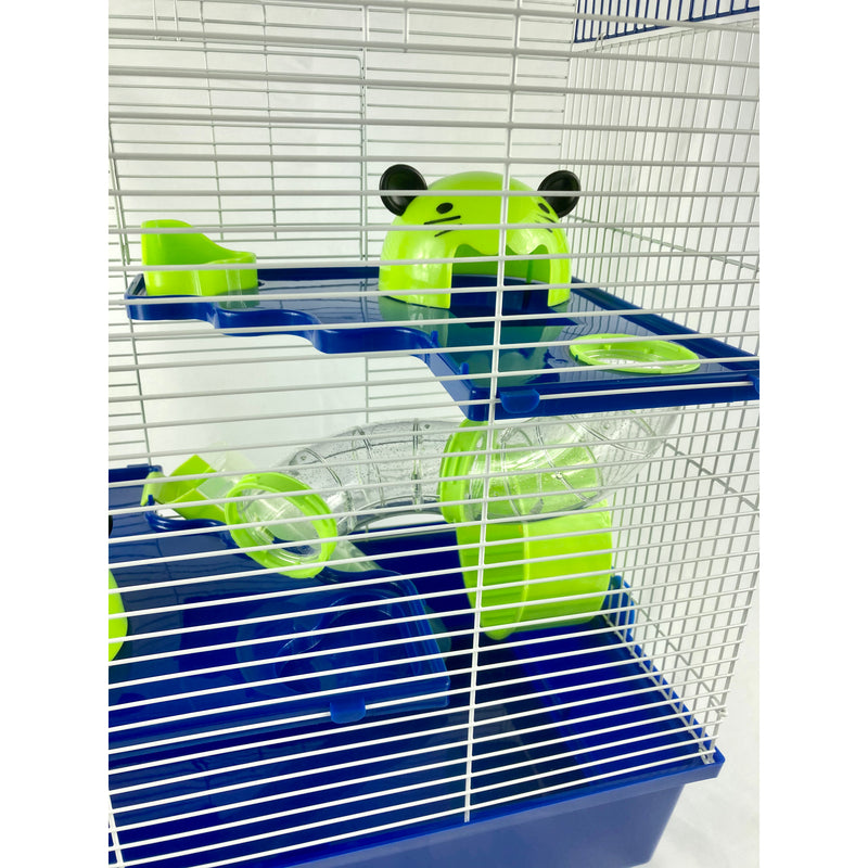 Calypso Large Syrian Hamster Cage With Tubes - Blue & Lime Green