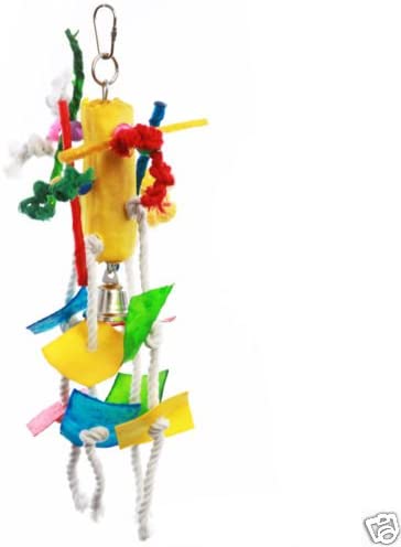 Large Rawhide and Rope Bird Toy for Budgies, Canaries & Cockatiels