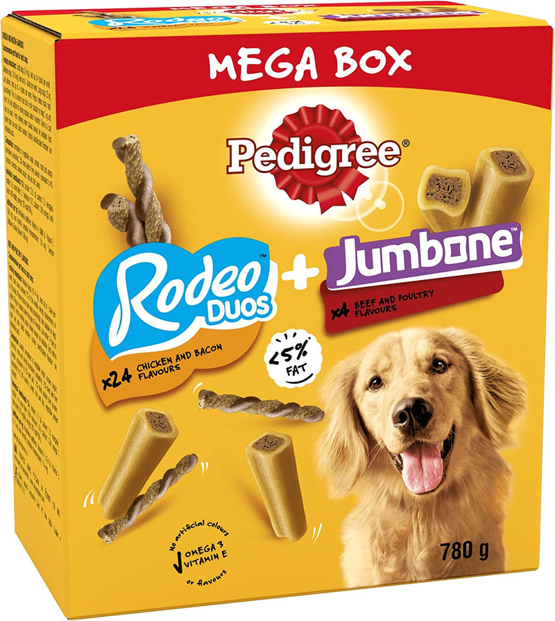 Pedigree Rodeo Duos & Jumbone Dog Treat Mega Box 780g