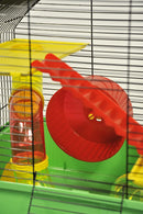Laura Hamster Cage With Tubes - Green, Yellow & Red