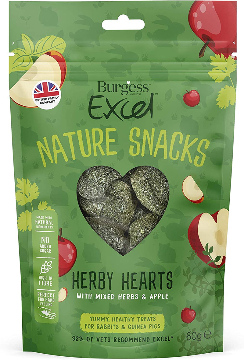 Burgess Excel Nature Snacks Herby Hearts 60g