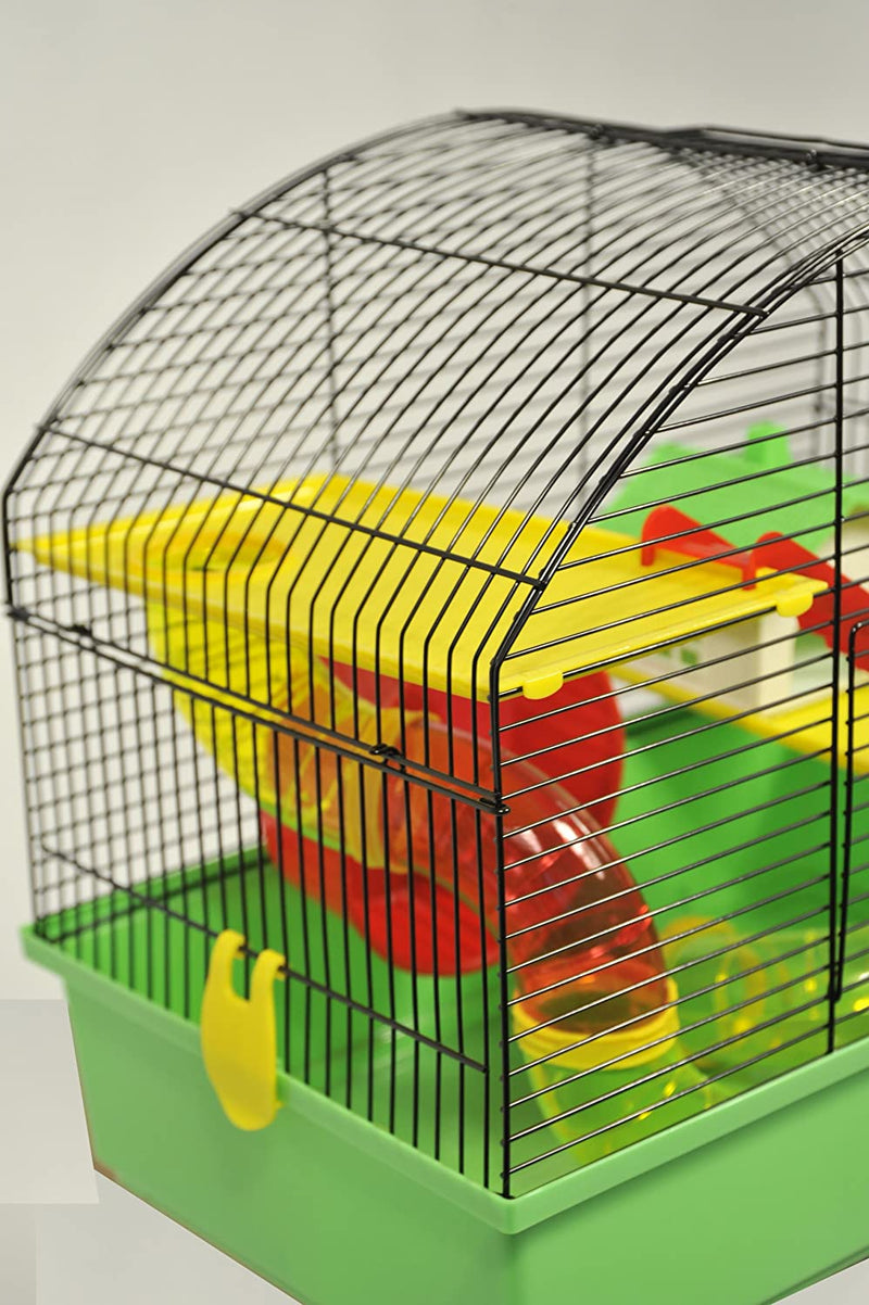 Laura Hamster Cage With Tubes - Green, Yellow & Red