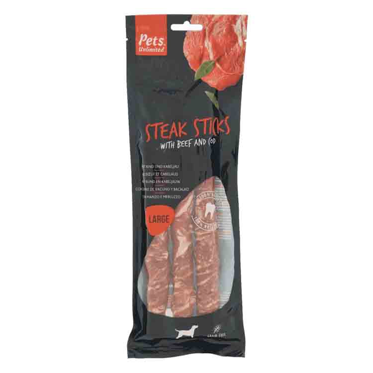 Pets Unlimited Steak Sticks with Beef & Cod