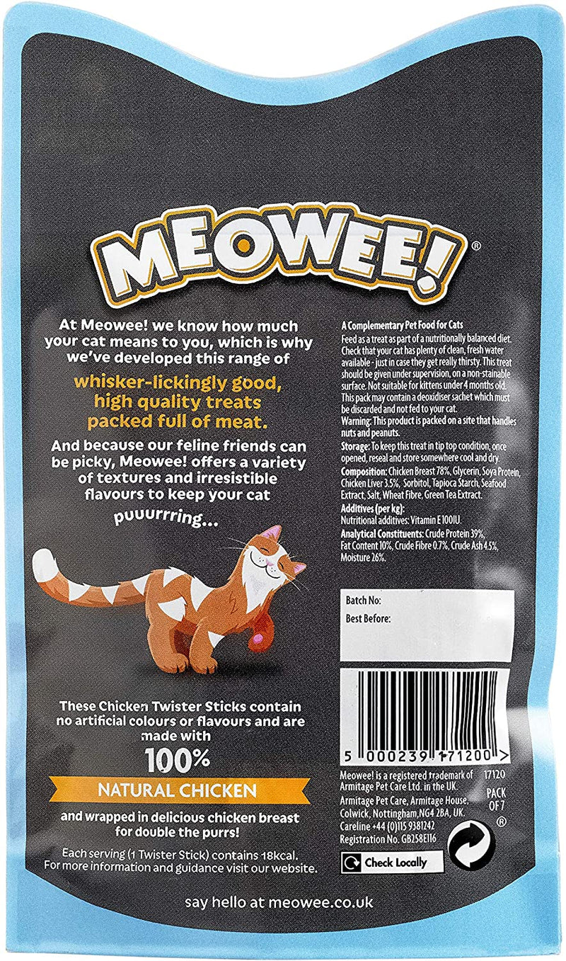 Meowee Twister Sticks Chicken Cat Treats 31g
