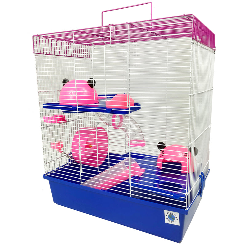 Calypso Large Syrian Hamster Cage With Tubes - Blue & Pink