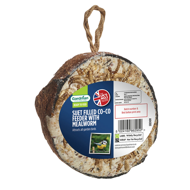 Gardman Co-Co Coconut Suet Feeder with Mealworms