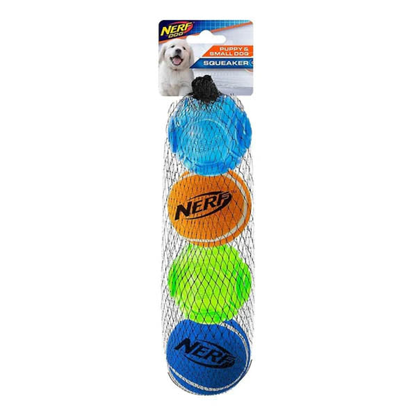 Nerf Dog Squeaky Puppy Assorted Balls 4 Pack