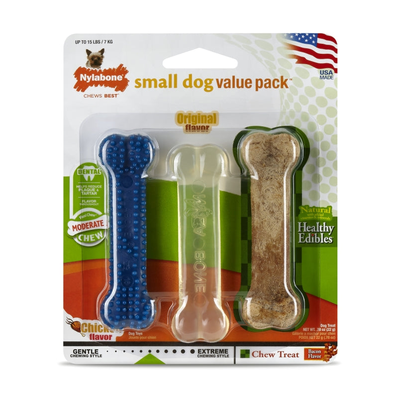 Nylabone Small Dog Bone Variety 3 Pack