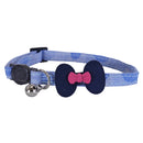 Rosewood Designer Quick Release Cat Collar Denim with Navy Bow