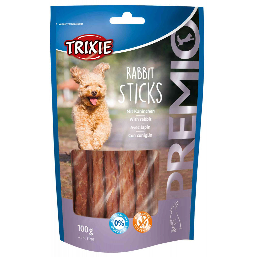 Premio Rabbit Sticks Natural Meaty Grain Free Dog Treats by Trixie - 100g