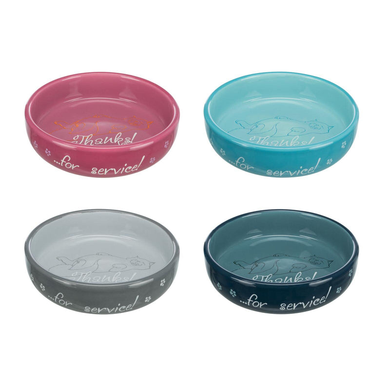 Trixie Shallow Thanks For Service Ceramic Cat Bowl