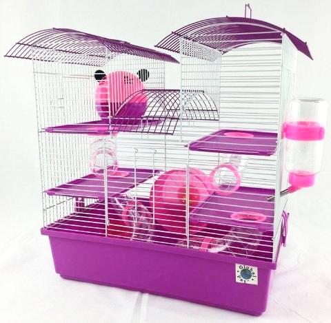 Abby 3 Tier Large Hamster Cage - Pink & Purple-Package Pets