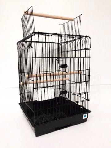 Alfy Open Top Large Bird Cage For Parrots & Cockatiels - Black-Package Pets