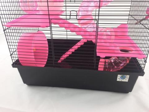 Bernie Large Dwarf Hamster Cage With Play Tubes - Pink-Package Pets