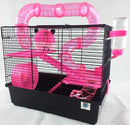 Bernie Large Dwarf Hamster Cage With Play Tubes - Pink-Package Pets