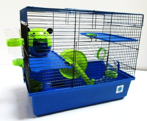 Dexter 2 Tier Large Hamster Cage - Blue & Lime-Package Pets