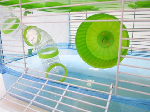 Fantazia 2 Tier Large Glitter Hamster Cage - Blue & Lime-Package Pets