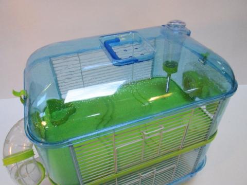 Fantazia 2 Tier Large Glitter Hamster Cage - Blue & Lime-Package Pets