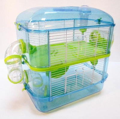 Fantazia Plastic Dwarf Hamster Cage With Tubes Blue Lime