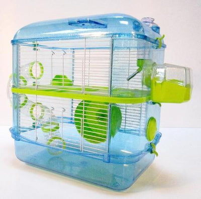 Fantazia Plastic Dwarf 2 Storey Hamster Cage Blue Lime