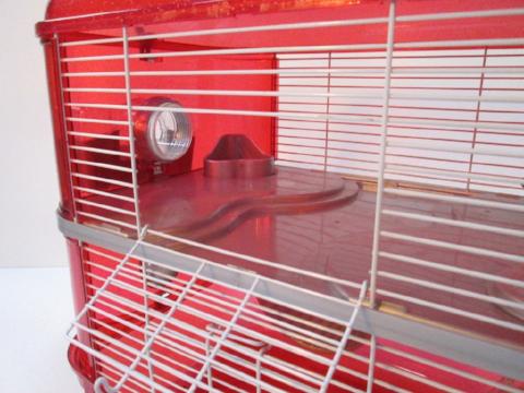 Fantazia 2 Tier Large Glitter Hamster Cage - Red & Silver-Package Pets