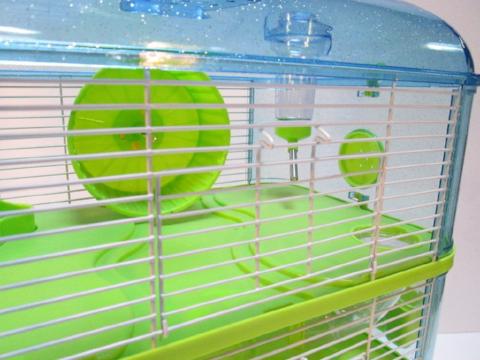 Fantazia 3 Tier Large Glitter Hamster Cage - Blue & Lime-Package Pets