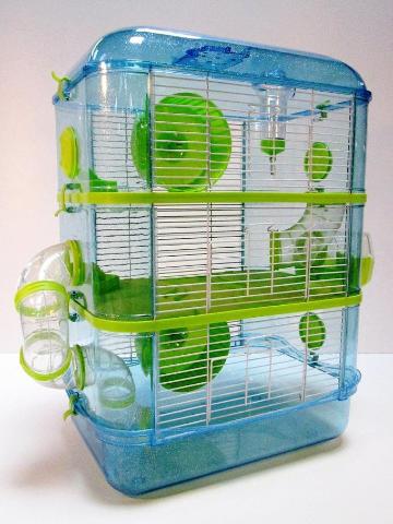 Fantazia 3 Tier Large Glitter Hamster Cage - Blue & Lime-Package Pets