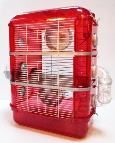 Fantazia 3 Tier Large Glitter Hamster Cage - Red & Silver-Package Pets