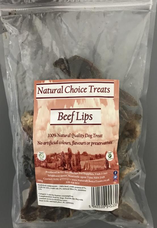 Natural Choice 100% Natural Raw Dog Treat - Beef Lips-Package Pets