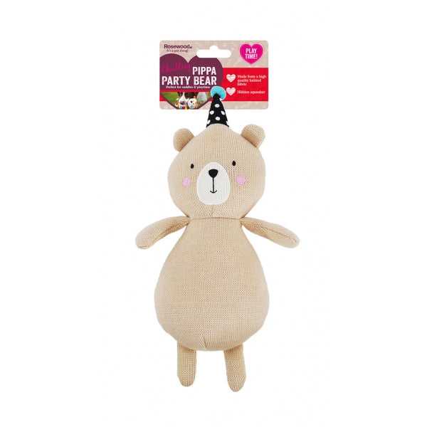 Rosewood Pippa Party Bear Dog Toy