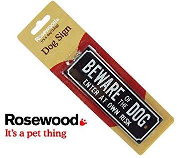Rosewood Beware of the Dog Sign with Screws-Package Pets