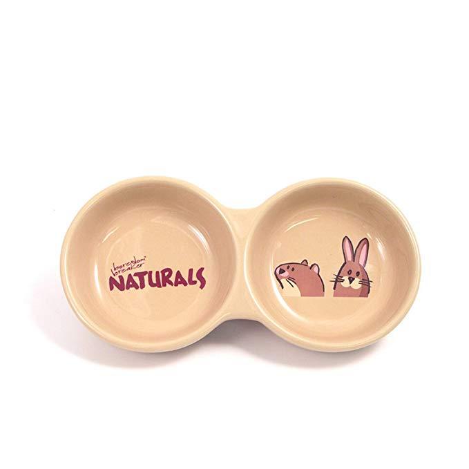Rosewood Stoneware Twin Bowls For Small Animal Food-Package Pets