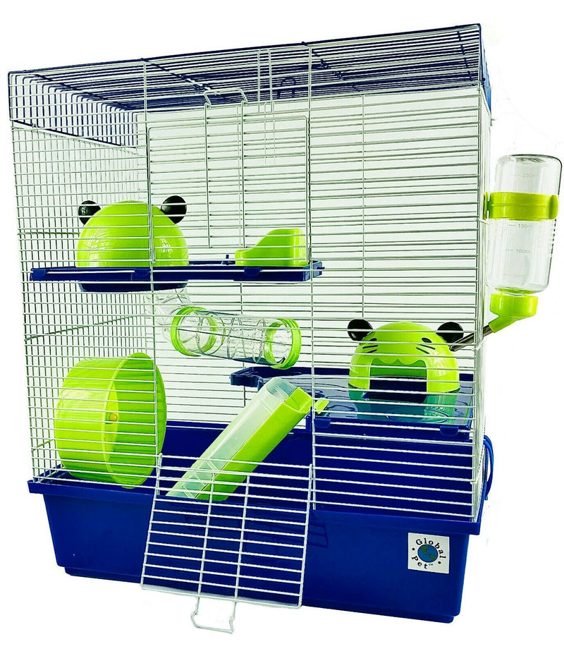 Calypso Large Syrian Hamster Cage With Tubes - Blue & Lime Green