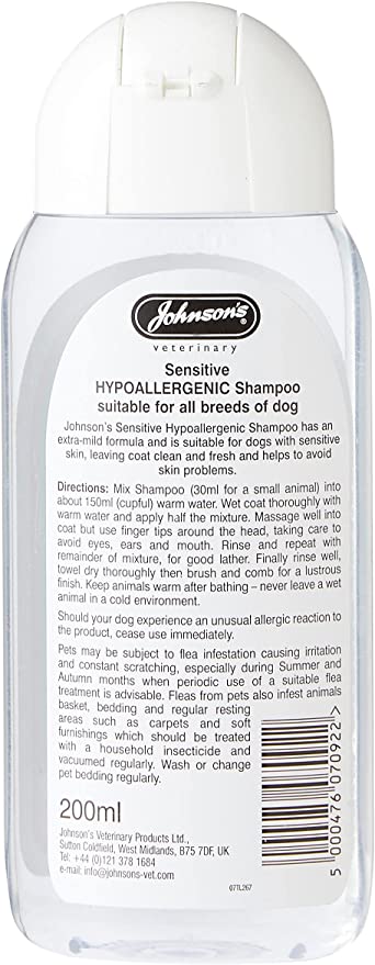 Johnson's Sensitive Hypoallergenic Dog Shampoo