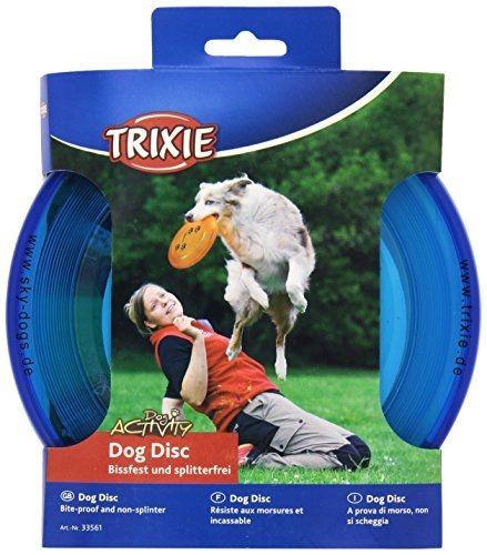 Trixie Plastic Bite Proof Frisbee For Dogs 23 cm - Blue or Orange-Package Pets