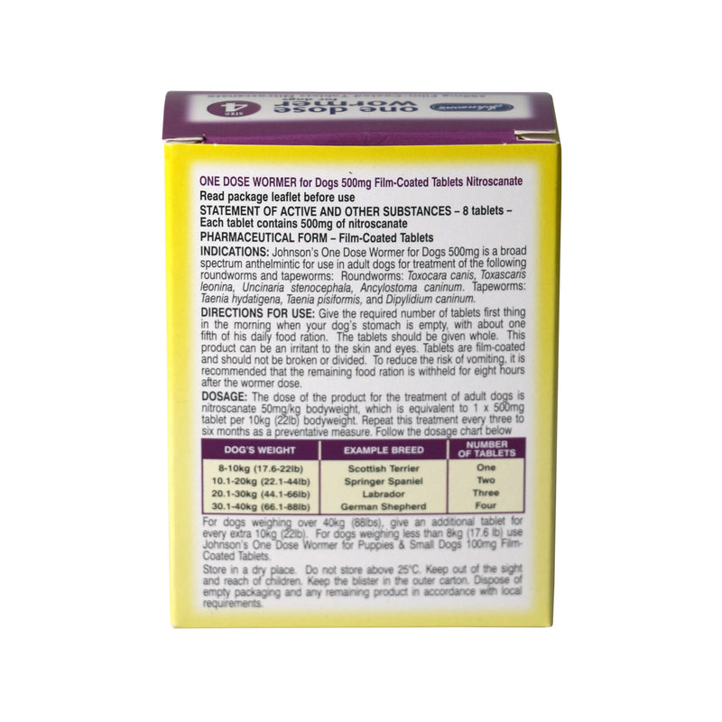 Johnson's One Dose Wormer Tablets Multipack Size 4